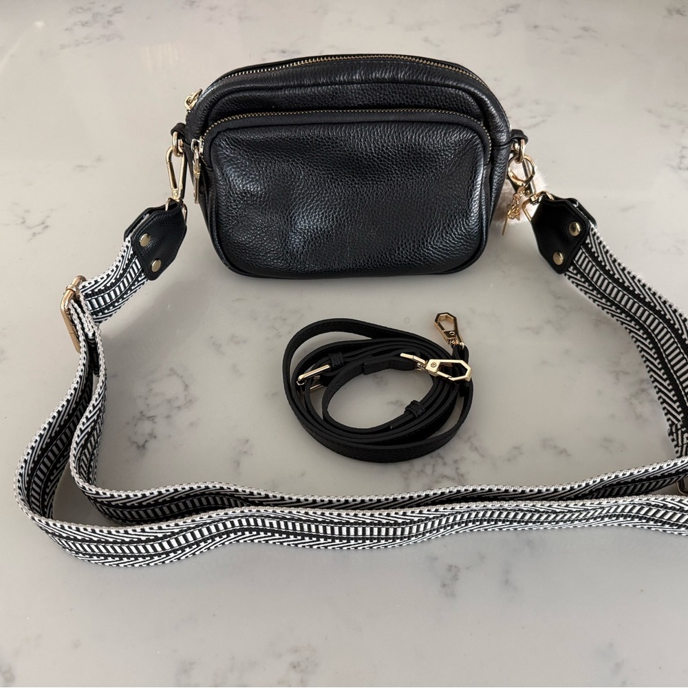 POM POM LONDON Black Mayfair  Crossbody Bag